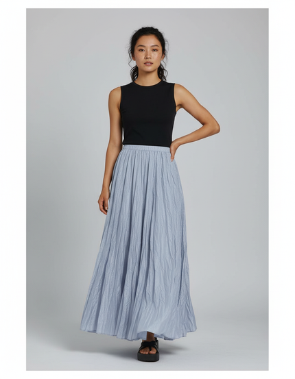 Jupe Longue Bleue Plissée Élégante
