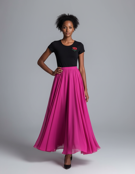 Jupe Longue Fuchsia Fluide Élégante