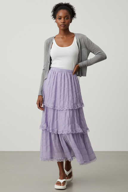 Jupe Longue Volants Superposés