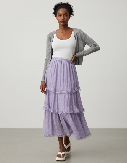 Jupe Longue Volants Superposés