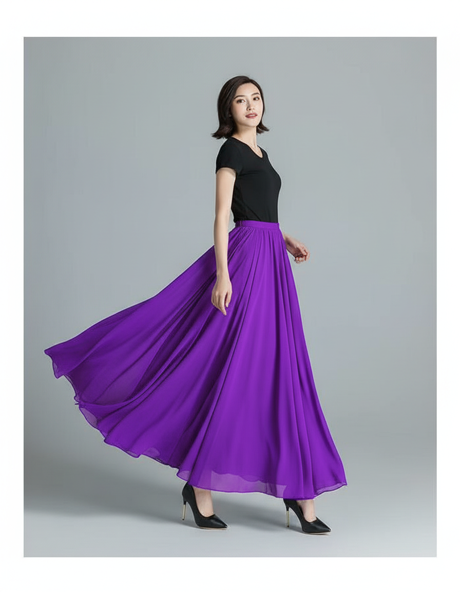 Jupe Longue Évasée Grande Taille