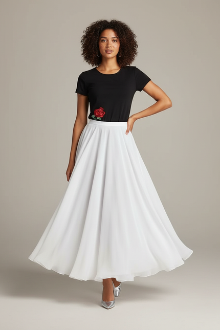 Jupe Longue Voile Blanche