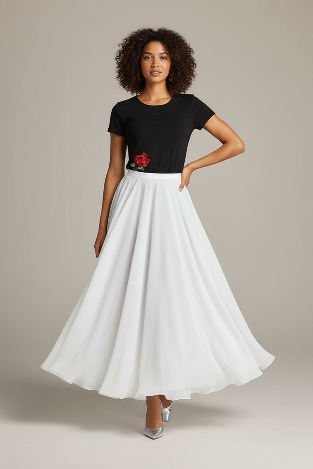 Jupe Longue Voile Blanche