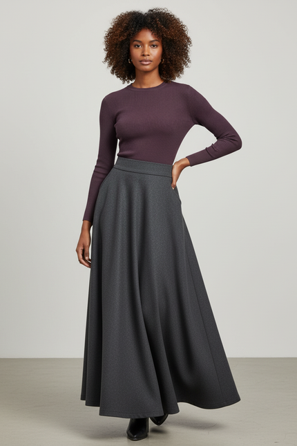 Jupe Longue Gris Chiné