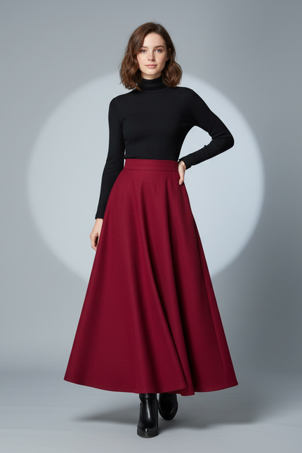 Jupe Longue En Laine Femme