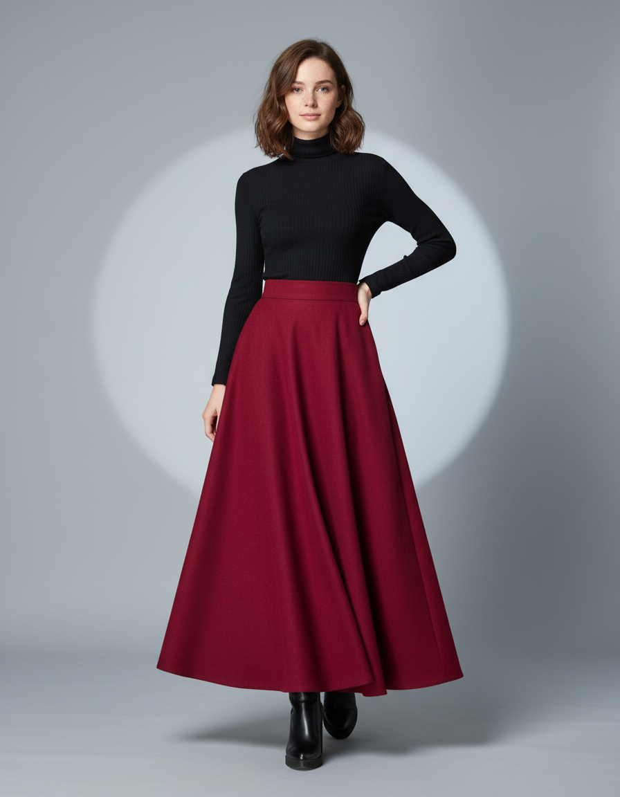 Jupe Longue En Laine Femme