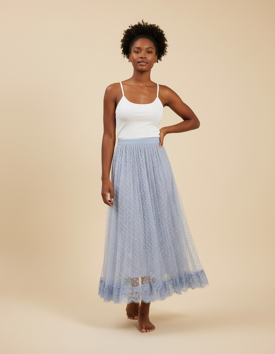 Jupe Longue Plissée Tulle