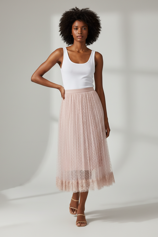Jupe Longue En Tulle Rose