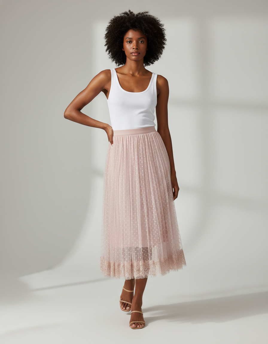 Jupe Longue En Tulle Rose