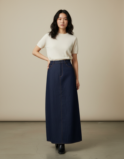 Jupe Longue En Jean Brut