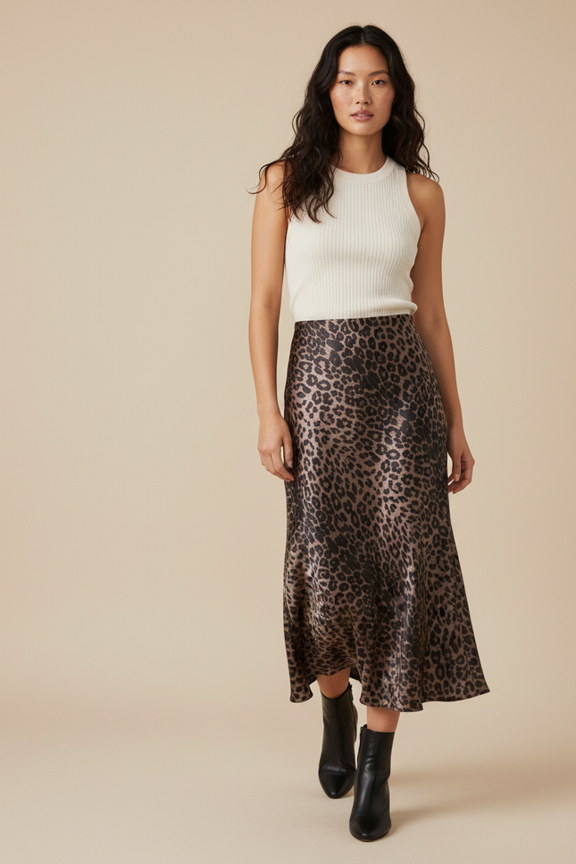 Jupe Longue Satin Imprimé