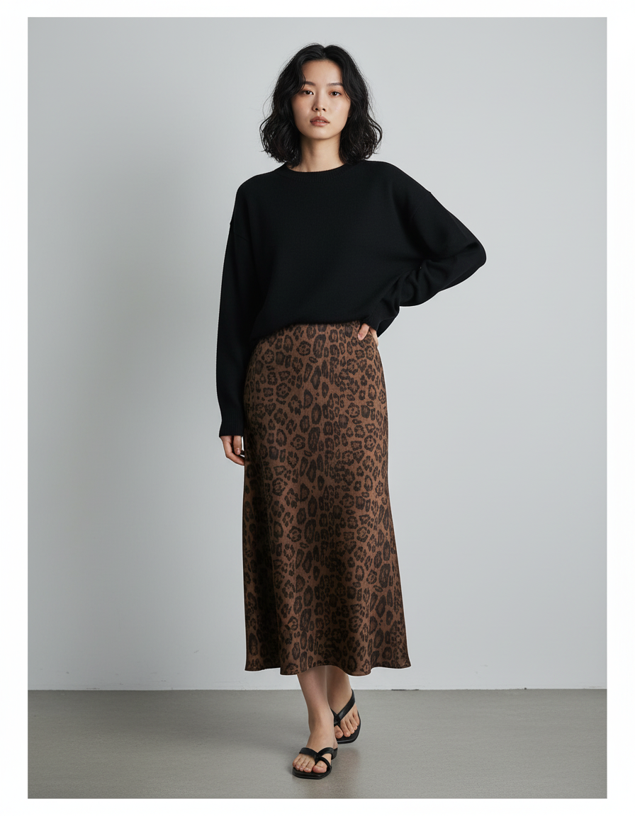 Jupe Longue Leopard Hiver