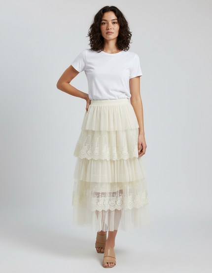 Jupe Longue Tulle Beige