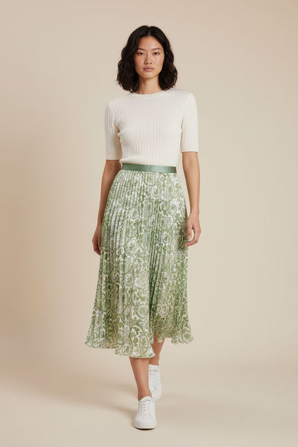 Jupe Plissée Longue Imprimée