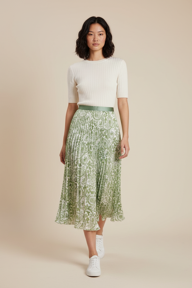 Jupe Plissée Longue Imprimée