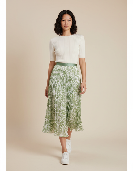 Jupe Plissée Longue Imprimée