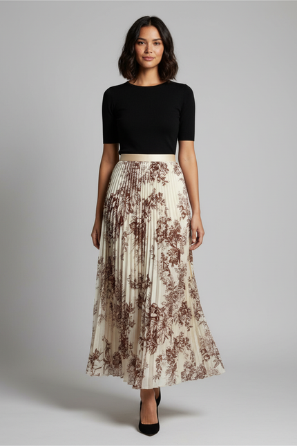 Jupe Plissée Longue Fleurie