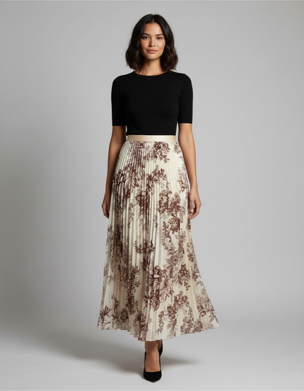Jupe Plissée Longue Fleurie