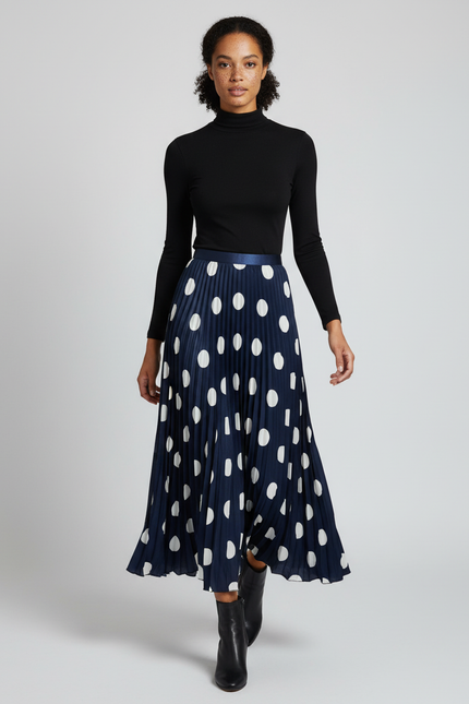 Jupe Plissée Longue Bleu Marine