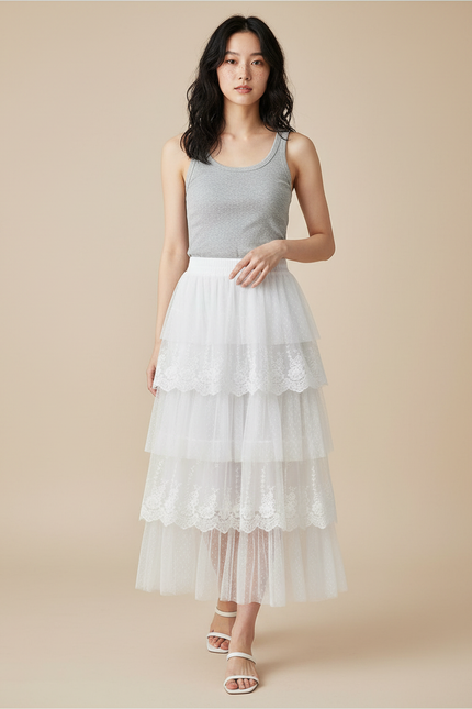 Jupe Longue Tulle Blanche