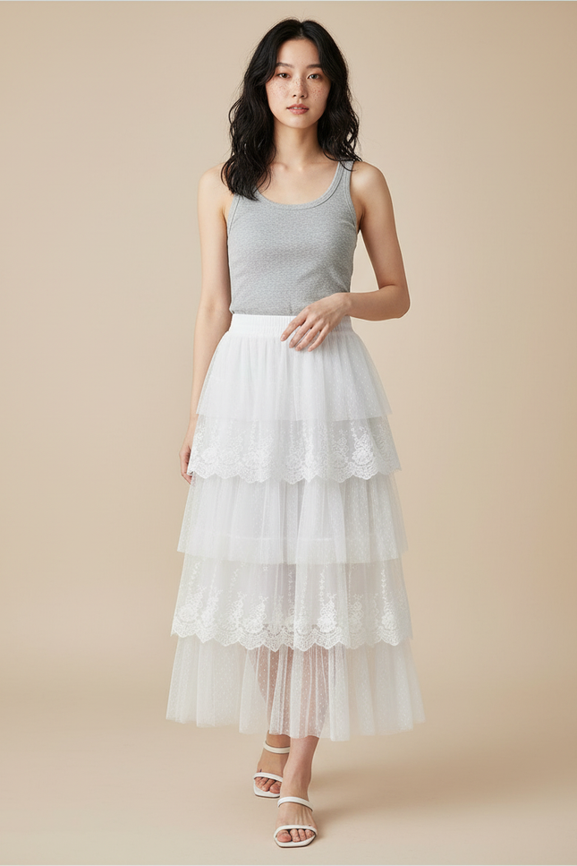 Jupe Longue Tulle Blanche