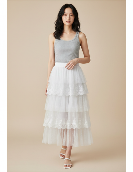 Jupe Longue Tulle Blanche