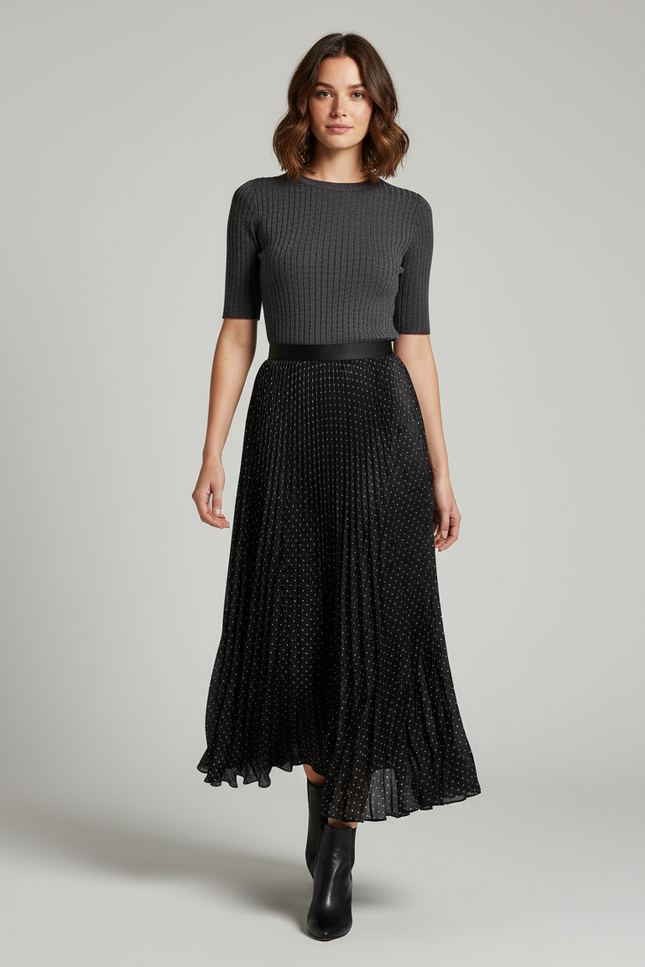 Jupe Longue Plissée Noire Grande Taille