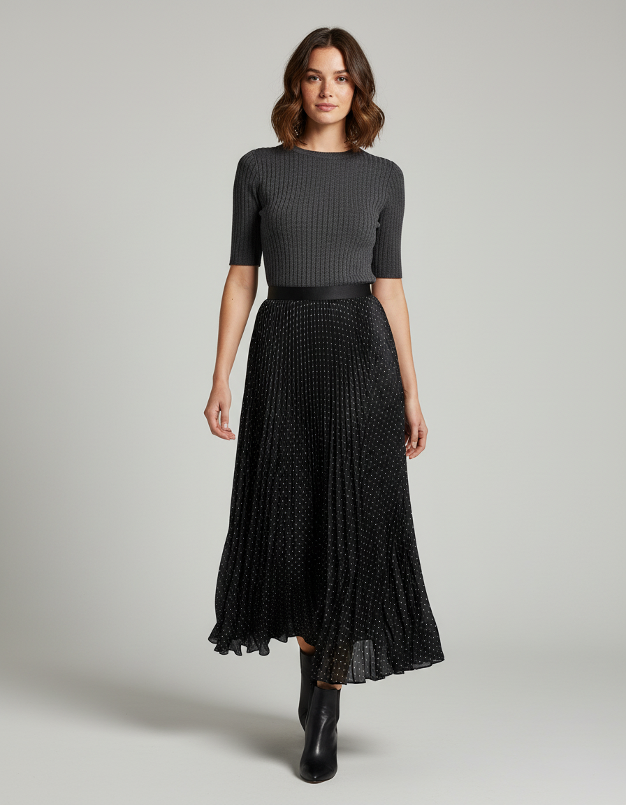 Jupe Longue Plissée Noire Grande Taille