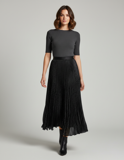 Jupe Longue Plissée Noire Grande Taille