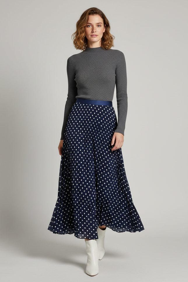 Jupe Longue Plissée Motif