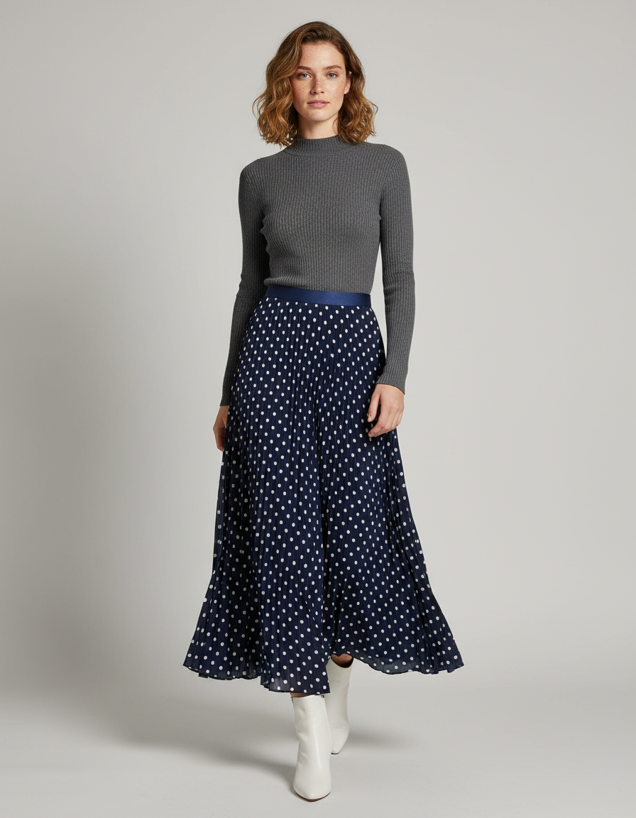 Jupe Longue Plissée Motif