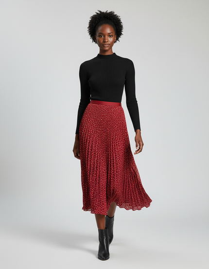 Jupe Longue Plissée Pois Élégante Femme