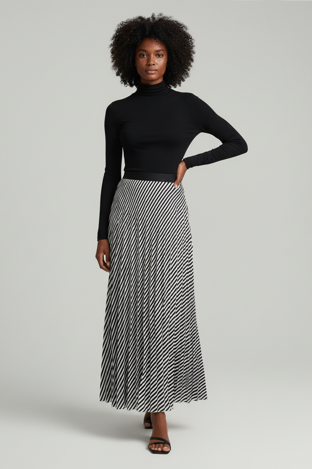 Jupe Longue Rayée Noir Et Blanc