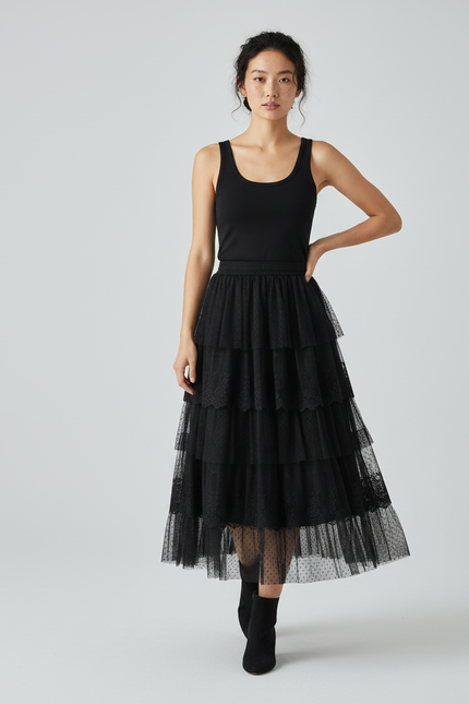 Jupe Longue Étagée