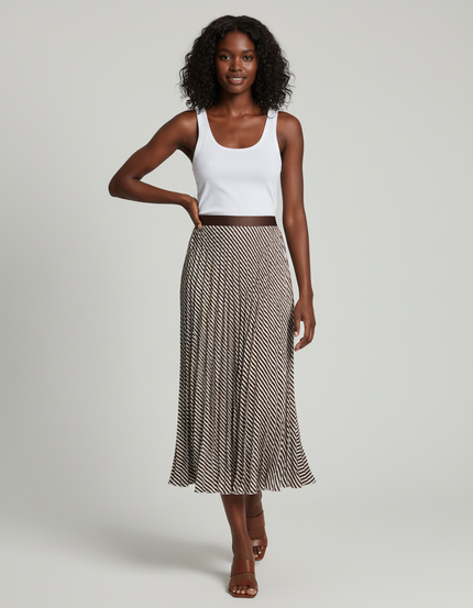 Jupe Longue Plissée Rayée Élégante Chic
