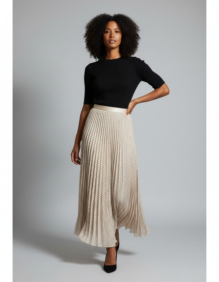 Jupe Longue Plissée Pois Élégante Chic