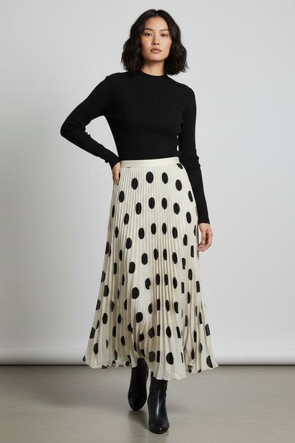 Jupe Longue Plissée À Pois Élégante Tendance