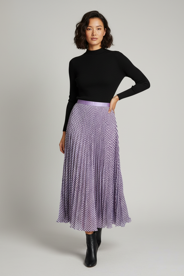 Jupe Longue Plissée Bicolore