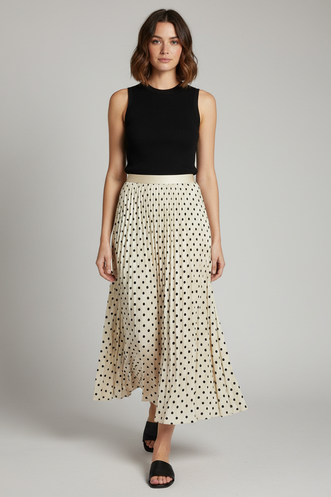 Jupe Longue Plissée À Pois Élégante Bohème