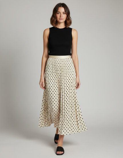 Jupe Longue Plissée À Pois Élégante Bohème