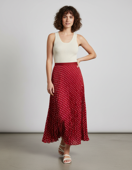 Jupe Longue Plissée Bordeaux