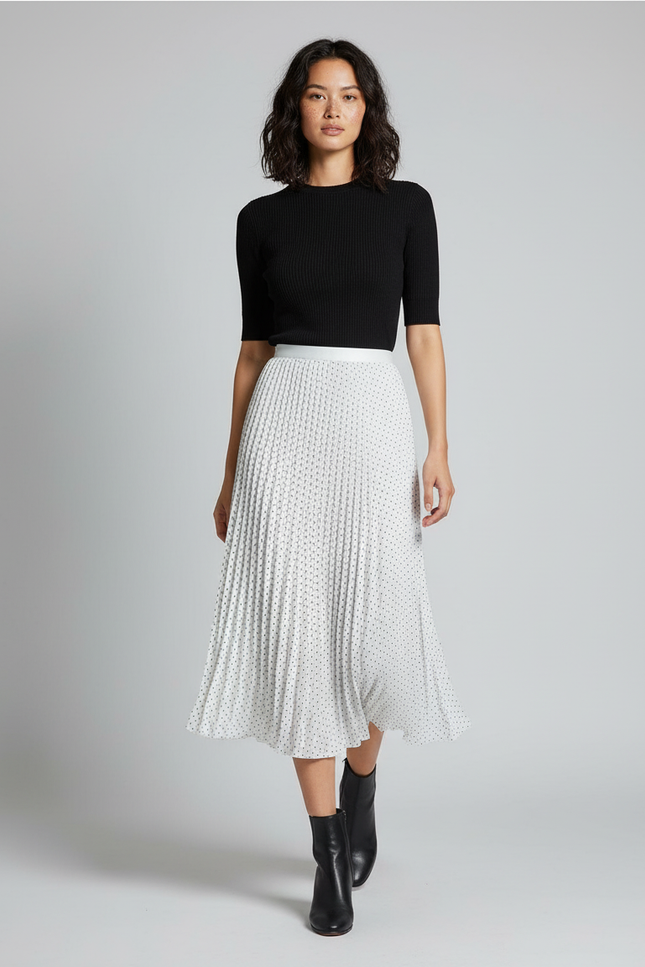 Jupe Longue Plissée À Pois Élégante Style