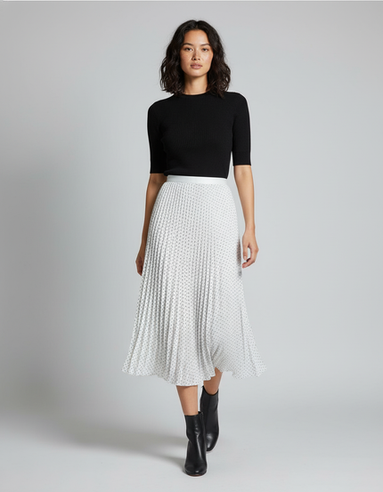 Jupe Longue Plissée À Pois Élégante Style