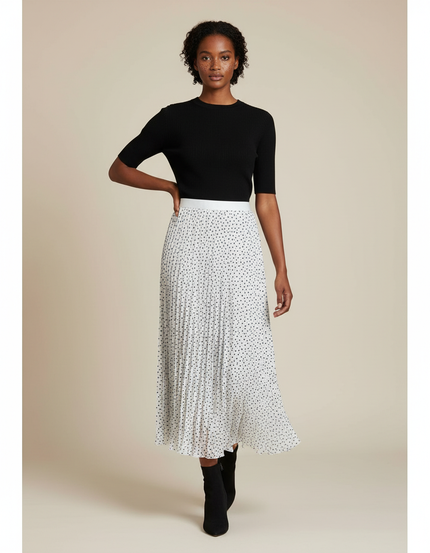 Jupe Longue Plissée À Pois Fluide Élégante