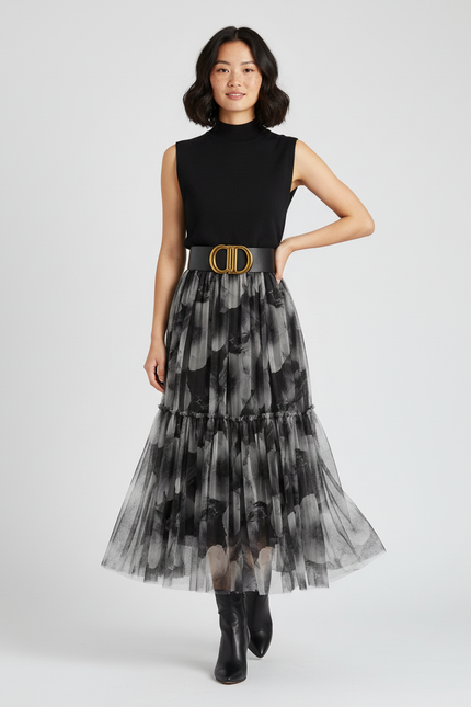 Jupe Longue Plissée Transparente