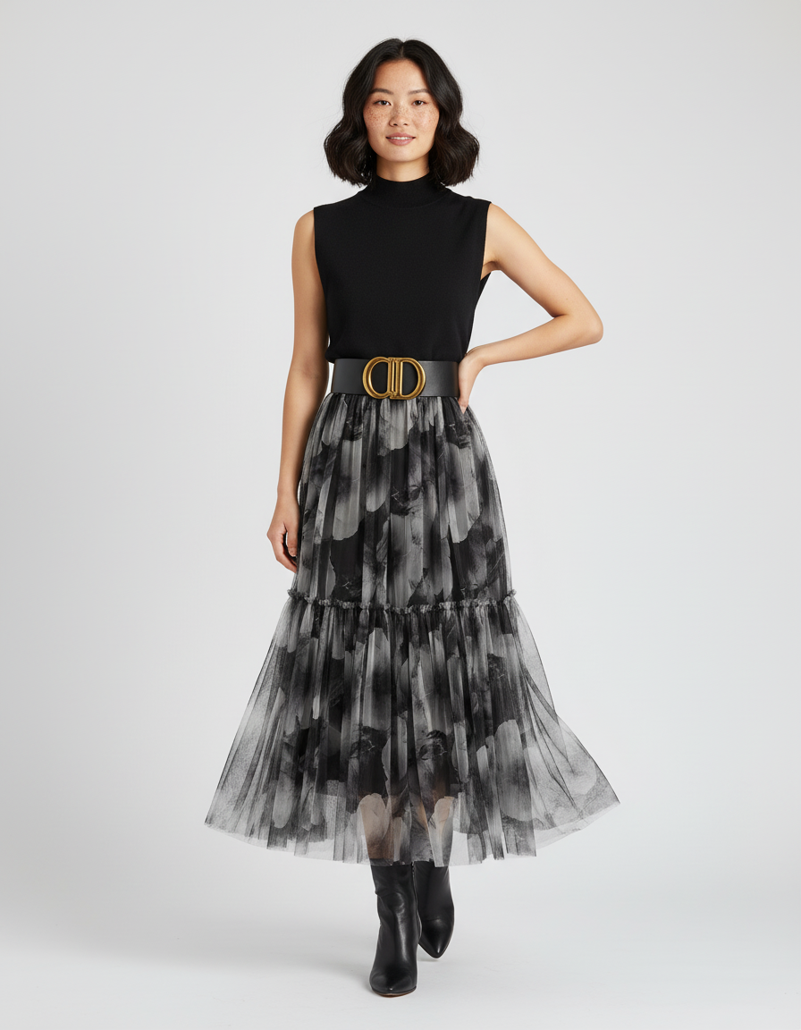 Jupe Longue Plissée Transparente