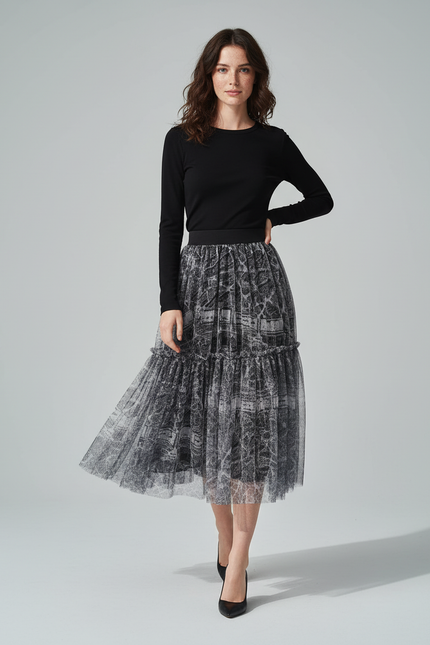 Jupe Longue Tulle Imprimée Léopard