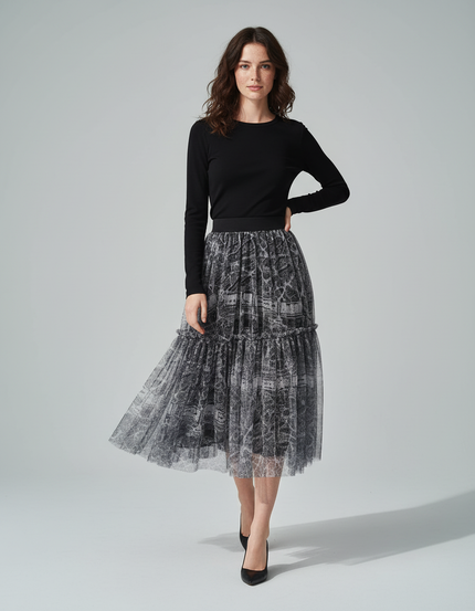 Jupe Longue Tulle Imprimée Léopard