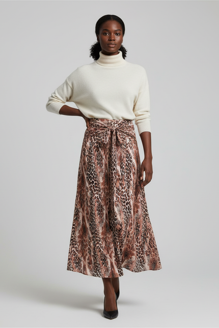 Jupe Longue Portefeuille Leopard