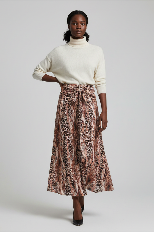 Jupe Longue Portefeuille Leopard